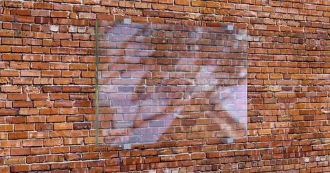 4k. blank sign on brick wall Stock Footage 76121012