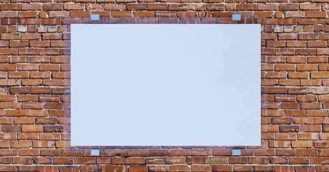 4k. blank sign on brick wall Stock Footage 76121013