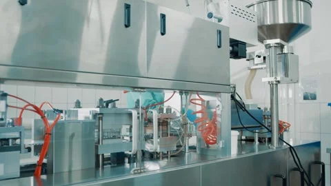 4K Blister Packing Machine. Tablet pharmaceutical blister packaging machine.. Stock Footage 247666060
