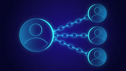 4K Block chain concept zoom out loopable. Chain consists of network connections Stockbeeldmateriaal 149006859