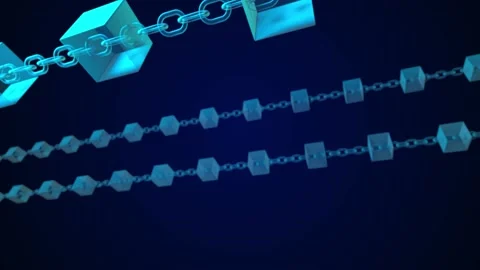 4K Block chain concept zoom out loopable. Chain consists of network connections Stockbeeldmateriaal 149009619