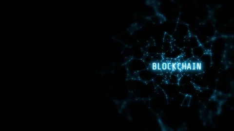 4K Block chain Network nodes with connected blue glowing dots and lines Stock Footage 107422993