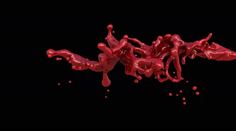 4k blood splash, red paint splash in slow motion isolated on black Stock Footage 49308566