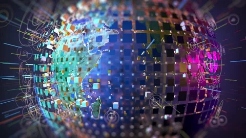 4k blue abstract earth with bordered continents Vídeos de archivo 221762851