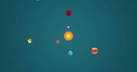 4K Blue Background - Solar System Animation Stock Footage 108824996