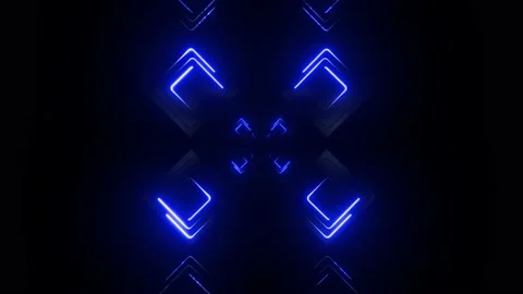 4k blue box neon stroke tunnel Stock Footage 201319125