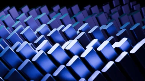 4K Blue Cyan Gradient Geometric Prisms 3D Animation Loop Glowing Metallic T.. Stock Footage 335255560