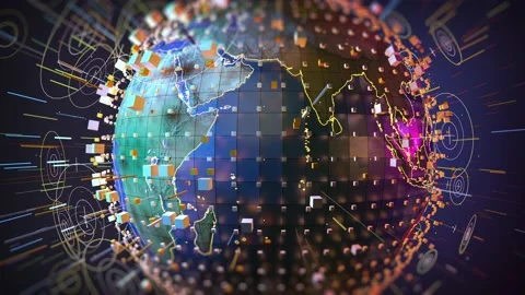 4k blue earth with bordered continents Vídeos de archivo 221654429