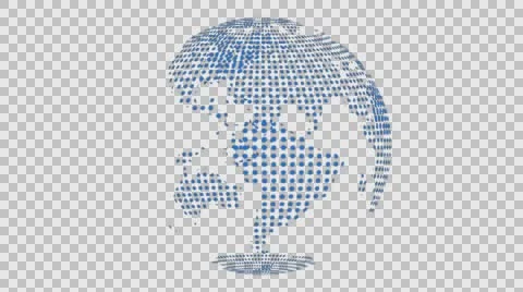 4K blue earth with points spinning transparence Stock Footage 57845807