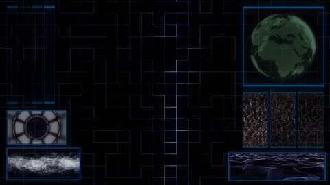 4K blue electric circuit grid growing on black monitor screen background Stock Footage 89095347