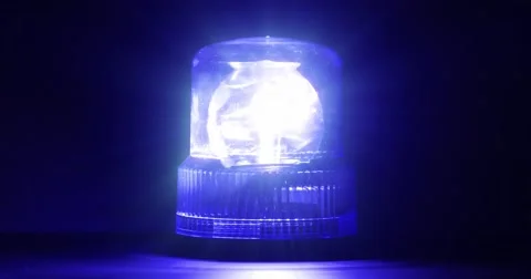 4K - Blue emergency flasher Video stock 52556510
