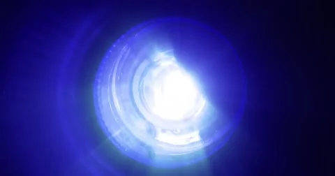 4K - Blue emergency flasher. top view Stock Footage 52556479