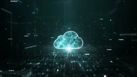 4K Blue Floating Digits Digital Technology Network Cloud Computing Icon 스톡 동영상 204052977