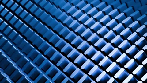 4K Blue Geometric Fins Pattern Abstract Tech Cooling Heat Sink Radiator Mac.. Stock Footage 335255558