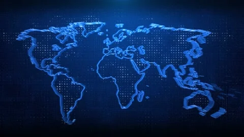 4K Blue Global World Map of the planet Floating plexus geometric background. Stock Footage 157992075
