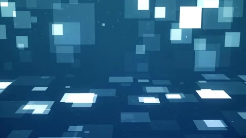 4K Blue Looping Animation with Glowing Squares in Futuristic Grid Motion Stock Footage 306331112