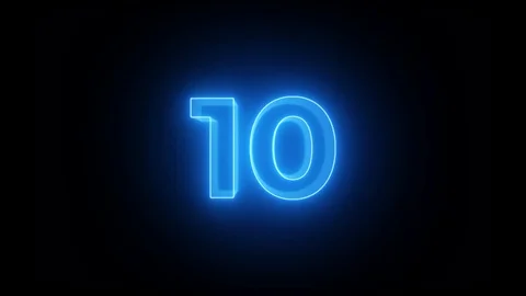4K Blue Neon 10s Countdown Clean Stock Footage 116555213