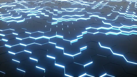 4k Blue Neon Hexagons Video stock 139159322