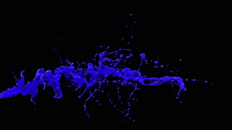 4k blue paint splash in slow motion isolated on black with alpha Stock Footage 54049422