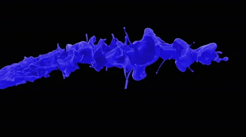 4k blue paint splash in slow motion isolated on black with alpha Stock Footage 54248732