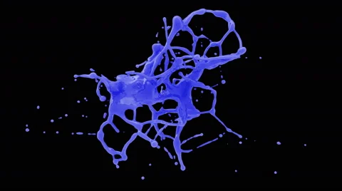 4k blue paint splash in slow motion isolated on black with alpha Stock Footage 54248892