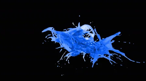 4k blue paint splash in slow motion isolated on black with alpha Stock Footage 59838691