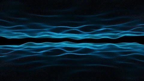 4K. blue particle line wavy background. point line technology Stock Footage 259610383