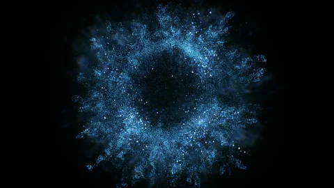 4k Blue Particles Explosion. Motion Background. Blue glitter particle Stock Footage 304219136