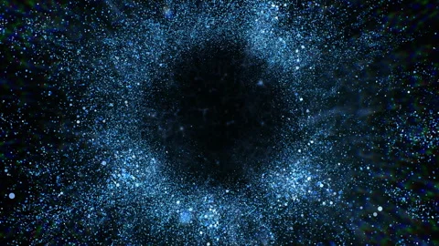 4k Blue Particles Explosion. Motion Background. Blue glitter particle Stock Footage 304219164