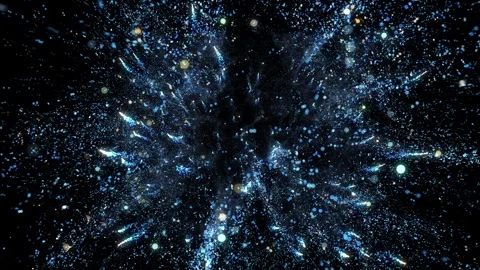 4k Blue Particles Explosion. Motion Background. Blue glitter particle Stock Footage 304219302