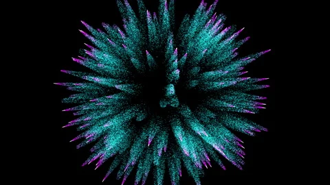 4k Blue Particles Explosion. Motion Background. Blue glitter particle Stock Footage 304221273