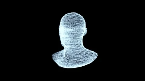 4K blue particles glowing Digital human woman or female body wireframe scanning. Stock-Footage 344095972