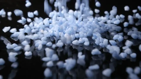 4K Blue Pellets Pouring Profile Angle 스톡 동영상 332508368