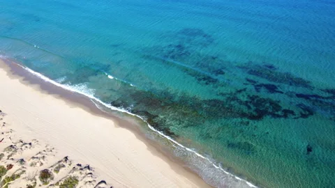 4k Blue Sea Waves. Sandy Beach Video stock 171345692