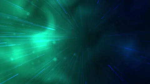 4K Blue shining light rays and stars in green background. Seamless loop Stock Footage 183670934