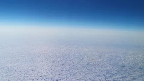 4k blue sky with clouds panorama, aerial shot from the plane Stock Footage 295161565