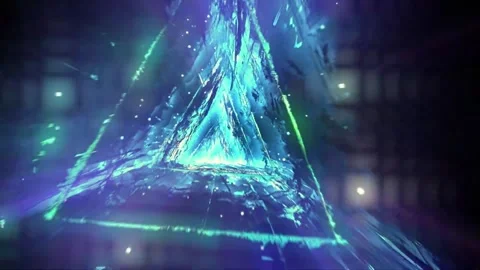 4k Blue Sparkling Triangle Tunnel Motion Background Video stock 328548181