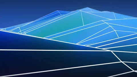 4K blue wireframe landscape background, digital tech grid, copy space Stock-Footage 328713498