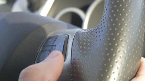 4K  Bluetooth In-Car Handsfree Steering Button Stock Footage 43276856