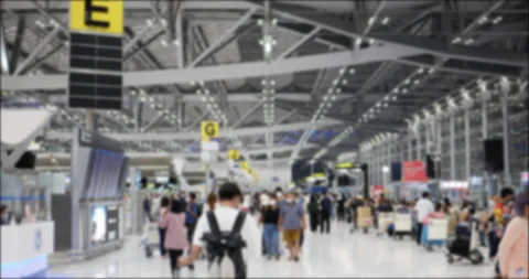 4K blur background airport . Stock Footage 192305138