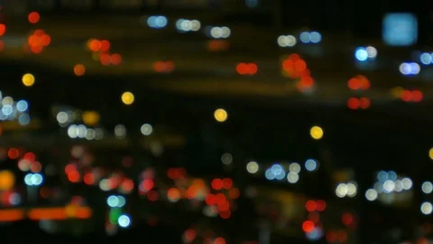 4K blurry light traffic jam at night. busy street after businessman 스톡 동영상 92272124