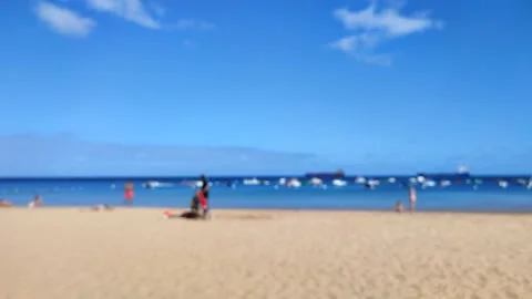 4K Blurry video of Playa de Las Teresitas, tenerife, canary Island, Spain Stock Footage 201888135