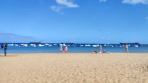 4K Blurry video of Playa de Las Teresitas, Canary Island, Spain. Sand and Sky vi Stock Footage 201888366