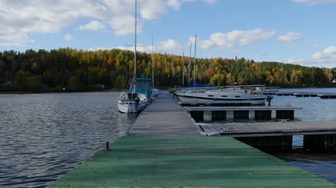 4K - Boat far at the dock Stock Footage 42356175