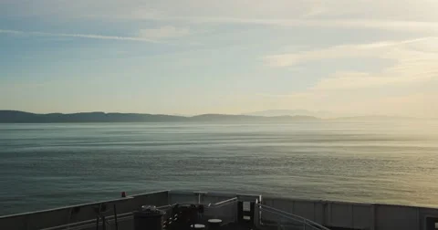 4K - On boat with far mountains Stock Footage 52373244
