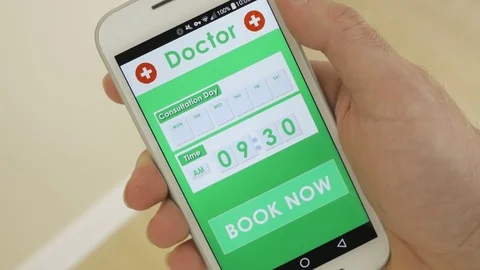 4K Booking a Doctor Appointment on Smartphone App Stock Footage