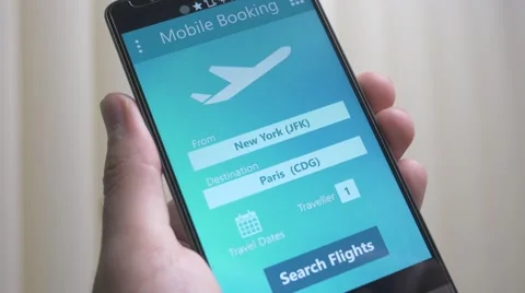 4K Booking a Flight on Mobile Smartphone Device Stock Footage 64450288