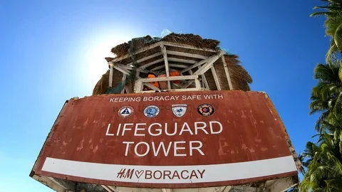 4K Boracay Lifeguard Tower Video stock 124270152