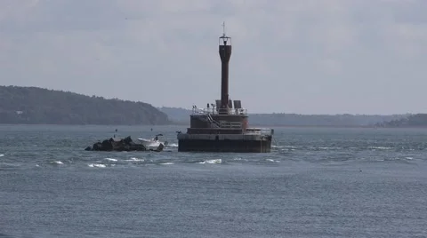 4K Boston Harbor Lighthouse Video stock 42016642