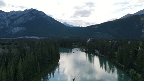 4K - Bow River Drone Shot Video stock 314124637